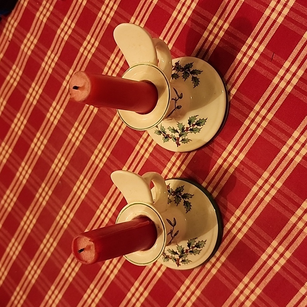 Spode Christmas Tree Candle Holder Set of 2